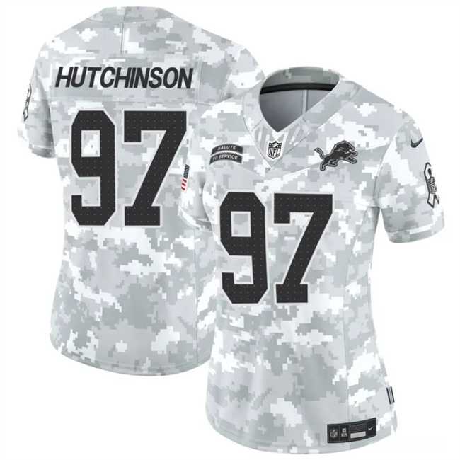 Women%27s Detroit Lions #97 Aidan Hutchinson 2024 F.U.S.E Arctic Camo Salute To Service Limited Stitched Jersey Dzhi->detroit lions->NFL Jersey